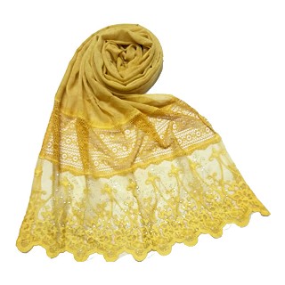 Limited Stock - Designer Diamond Studed Stole | Yellow